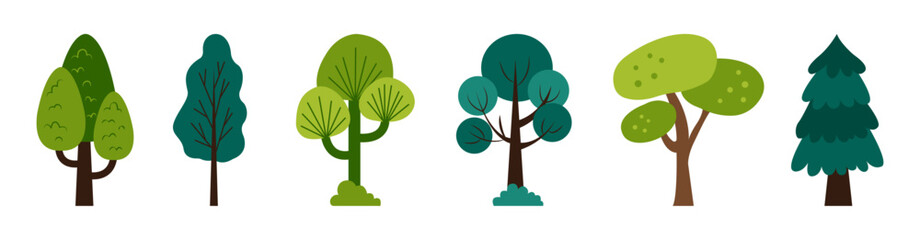 Set of Simple Tree Illustration. Simple tree collection illustration. Simple tree illustration.
