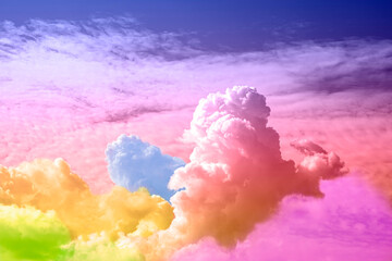 Colorful fluffy clouds floating in beautiful sky