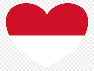 Fototapeta na wymiar Monaco flag in heart shape isolated on transparent background. vector illustration
