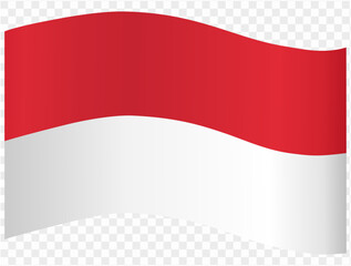 Monaco flag wave isolated on png or transparent background vector illustration.