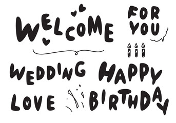 モノクロのお祝いのレタリング