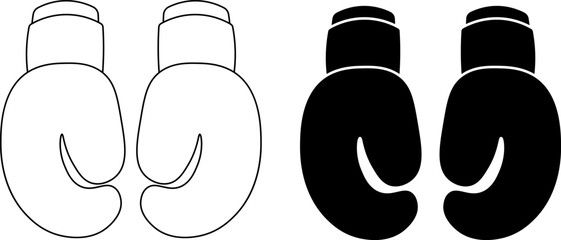 outline silhouette boxing gloves Icon set