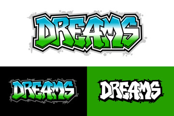 Dreams lettering word graffiti style vector design