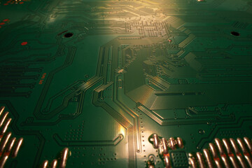 Electronic circuit board background. Abstract digital technology background. Electronic computer hardware technology. Motherboard digital chip. Tech background.