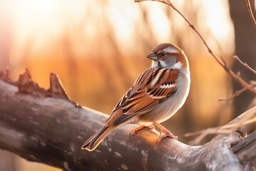 World Sparrow day A sparrow in a tree branch, Generative ai