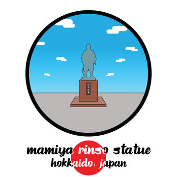 Circle Icon Mamiya Rinso Statue. Vector Illustration