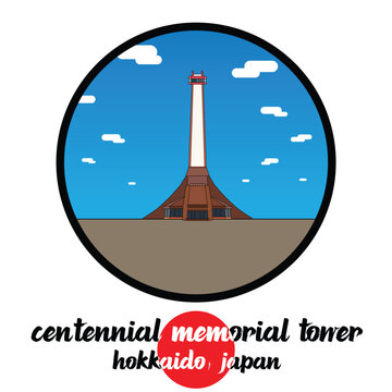 Circle Icon Centennial Memorial Tower. Vector Illustration