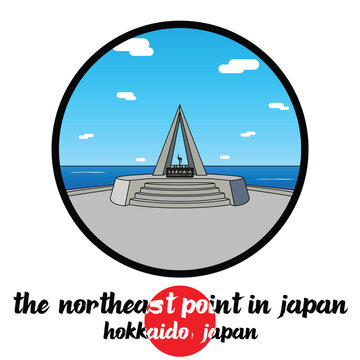 Circle Icon The Northeast point in Japan. Vector Illustration