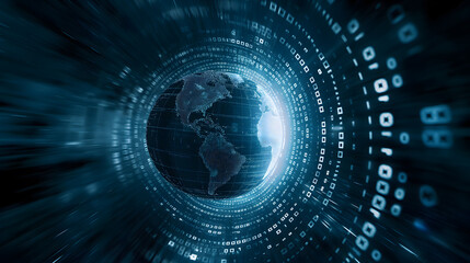Fototapeta premium Digital Globe Surrounded by Data Streams