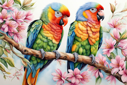 a Marvelous abstract color paint splash parrot, Generative ai.
