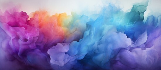 Abstract background. Colorful cloud of ink in water on white background