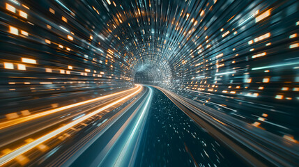 Futuristic Tunnel with Dynamic Light Trails