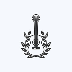 natural eco guitar logo guitar leaf natural logo vector icon illustration design.
