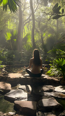 Serene Meditation in a Lush Forest