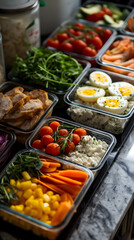 Healthy Meal Prepping on Kitchen Counter