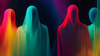 Noir abstract, abstract background, colorful neon, mystic obscurity shadowy figures and mysterious forms in blurred abstraction vivid color vibrant, noir background, colorful, neon, shadows, backgroun - obrazy, fototapety, plakaty