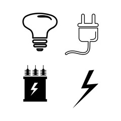 electric icon set, bolt,bulb,power transformer vector illustration on white background..eps