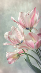 Soft Elegance: A Close-up of Blooming Tulips