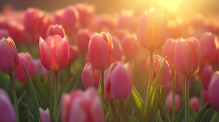 Sunlit Tulip Garden at Golden Hour