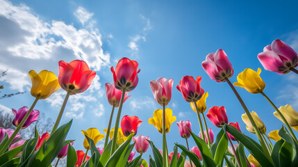 Vibrant Tulips Reaching for the Sky