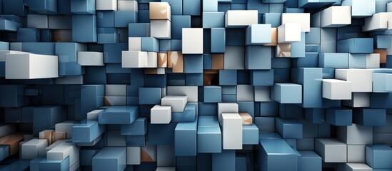 Abstract background with blue and white cubes