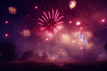 Fototapeta na wymiar Colored holiday fireworks. _ai_generated.
