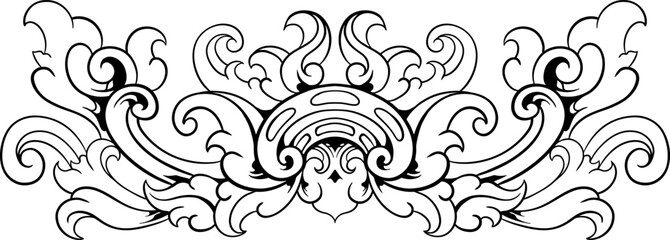 Ornament Vintage Lineart, Black and White