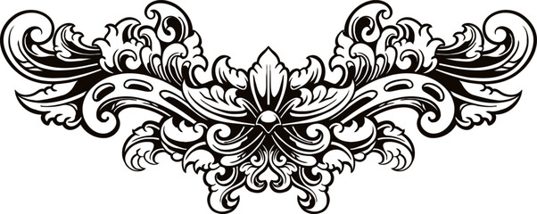 Ornament Vintage Lineart, Black and White