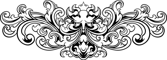 Ornament Vintage Lineart, Black and White