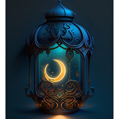 Fototapeta premium vintage background with frame and ornament,Hand-drawn Celebrate Ramadan Lamp Illustrations