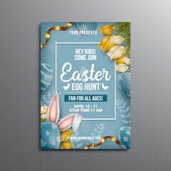 water color easter egg hunt celebration flyer design template - obrazy, fototapety, plakaty