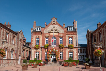 Houlgate, France - September 21, 2021: The Mairie (City Hall) of Houlgate at Normandy. - 745494895