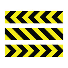 yellow line black stripe and arrow caution tapes danger warning ribbons. construction sites, banner traffic sign symbol logo design for web mobile isolated white background illustration.