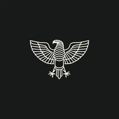Horus mono line logo icon design template.Eagle, line, flat vector illustration.