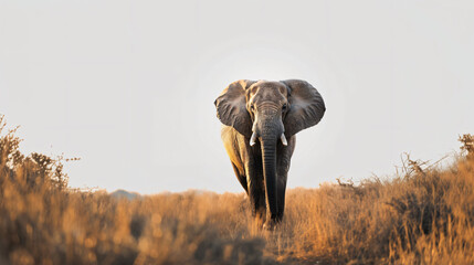 a distant view of an elephant on a walk - Powered by Adobe