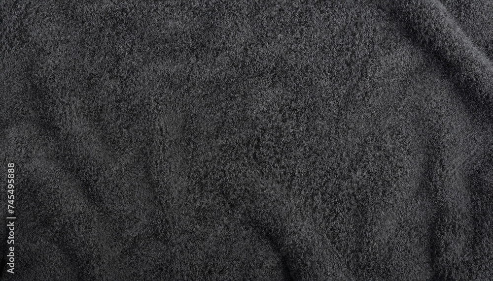 Aufkleber black plush fleece fabric texture background , background pattern of soft warm material with copy sp