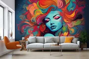 Intricate Mural paint wave. Indian artistic. Generate Ai