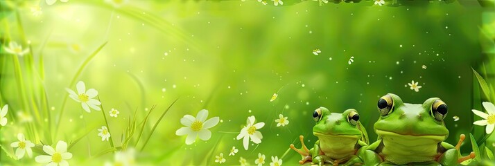 cute frog background - obrazy, fototapety, plakaty
