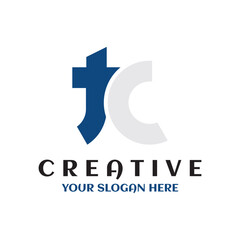 Creative minimal TC or CT Letter Initial Logo Design Vector Symbol Template. Modern graphic letter alphabet logotype. Simple elegant design for technology