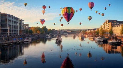 Naklejka premium Bristol international balloon fiesta from harbourside