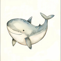 shark watercolor cartoon isolated on white - 745497808