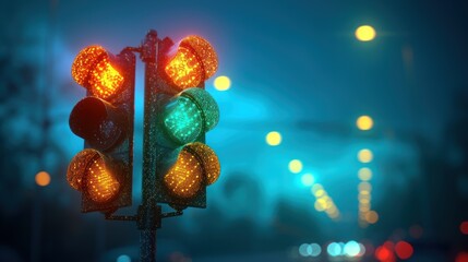 traffic light low poly wireframe