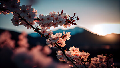 Cherry blossoms flower tree spring. Ai generated. - obrazy, fototapety, plakaty
