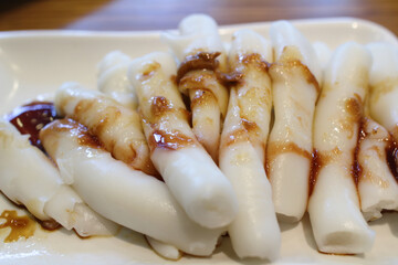 a Rice noodle roll, food close up