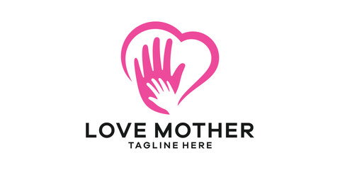 logo design love mother, kids care, health care logo design template, icon, idea, symbol, creative.