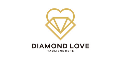 logo design combination of love and diamond, jewelry logo design template, icon, idea, symbol, creative.