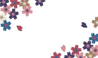 桜と桜の花びらの装飾フレームのイラスト