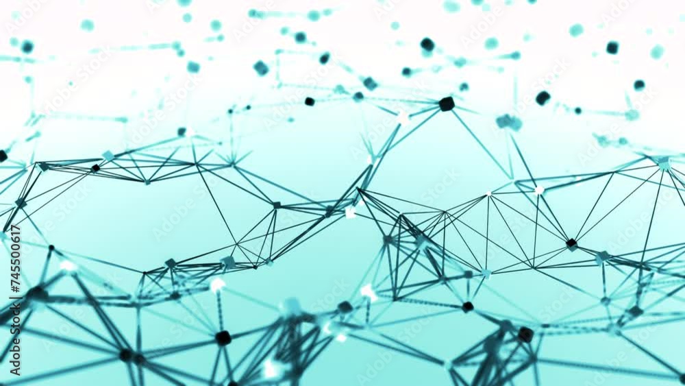 Poster plexus network lines field in slow wavy motion. design. abstract technology, science and engineering