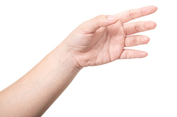 isolated of male hand holding something like a bottle or can.