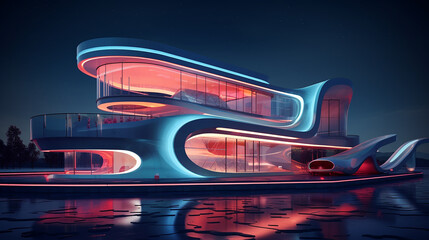 retro futurism design building
